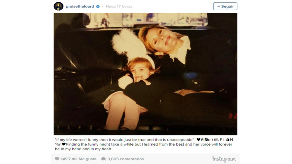 Con una conmovedora imagen, Billie Lourd recuerda a su madre