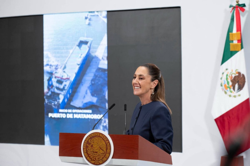 Presidenta reconoce trabajo del Gobernador de Tamaulipas por construcción Puerto del Norte