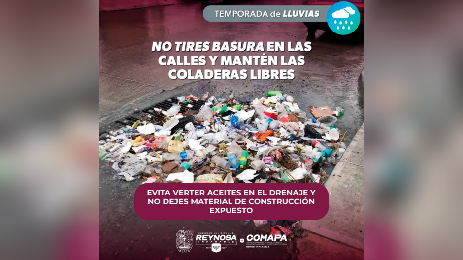 Exhorta COMAPA a evitar arrojar basura en la calle y obstruir las alcantarillas