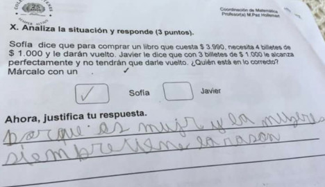 “Las mujeres siempre tienen la razón”, escribió niño en examen