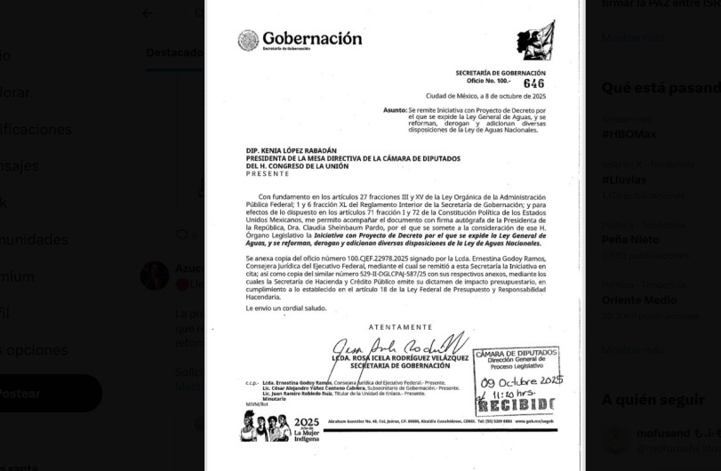 Recibe Cámara de Diputados iniciativa para crear Ley General de Aguas