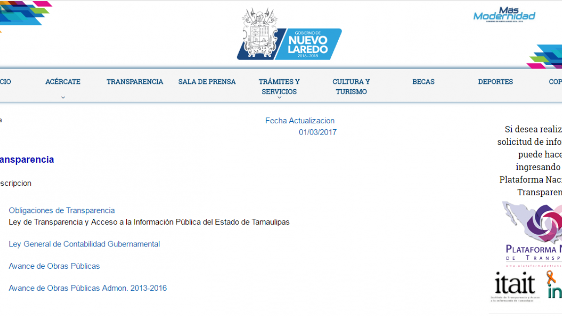 Reynosa aventaja a municipios del estado en transparencia