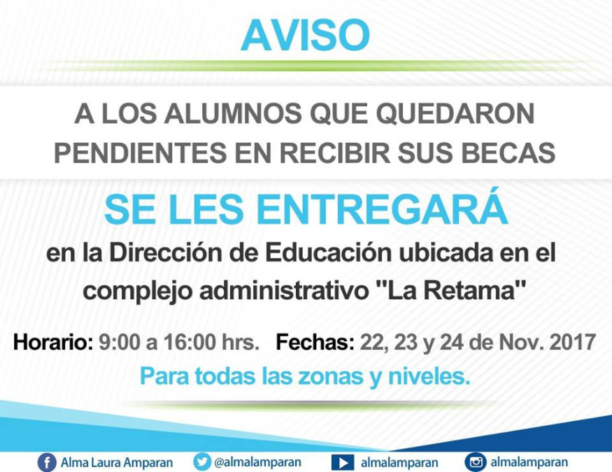 Dan a conocer fechas para recoger becas