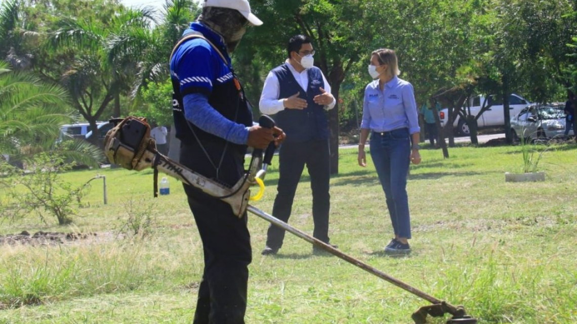 Continúan trabajos de mantenimiento en áreas verdes en Victoria