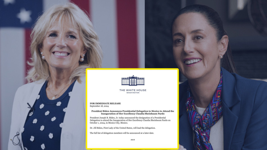 Jill Biden, primera dama de EU., asistirá a la toma de posesión de Sheinbaum