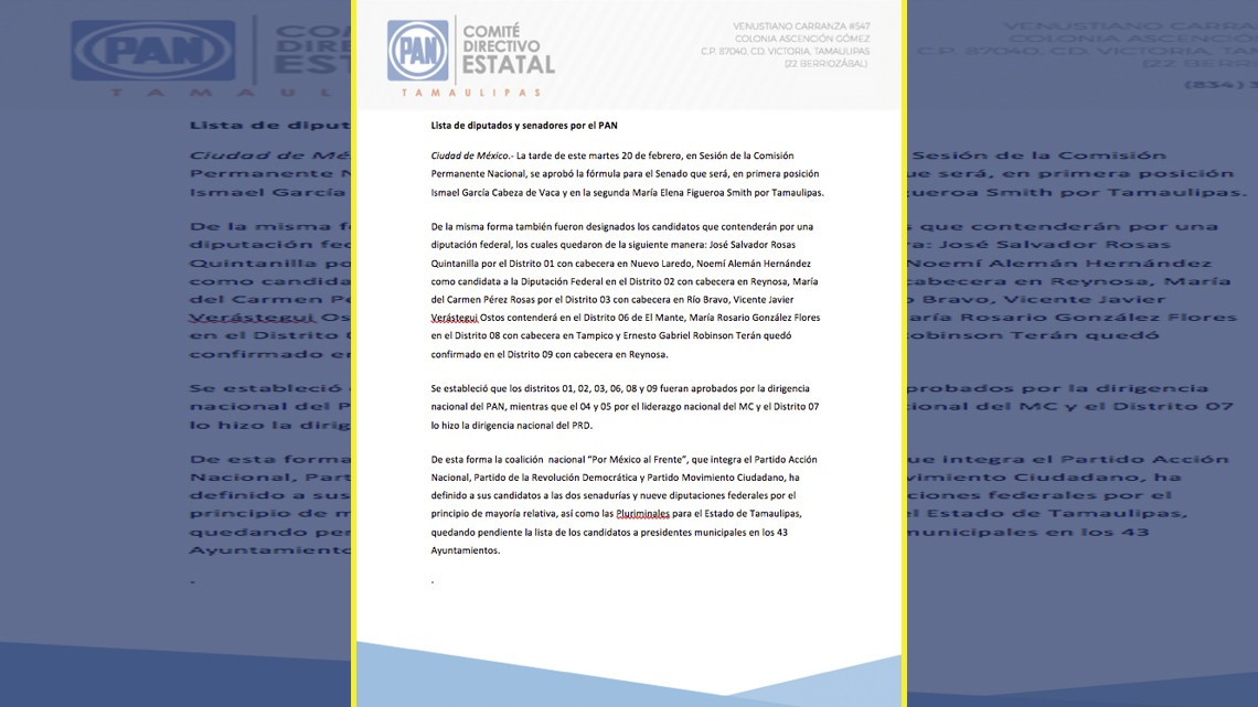 “Por México al Frente” define candidatos a Senadores y diputados en Tamaulipas