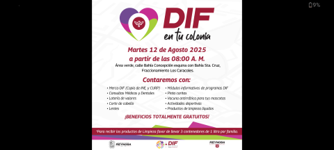 Llevará DIF-Reynosa beneficios gratuitos a la colonia Los Caracoles