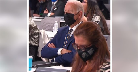 Le "gana el sueño" a Joe Biden durante cumbre sobre cambio climático