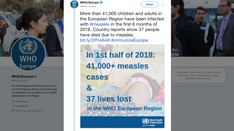 Brote mortal de sarampión en Europa: OMS