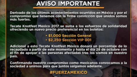 Knot Fest México 2017 recauda fondos para damnificados