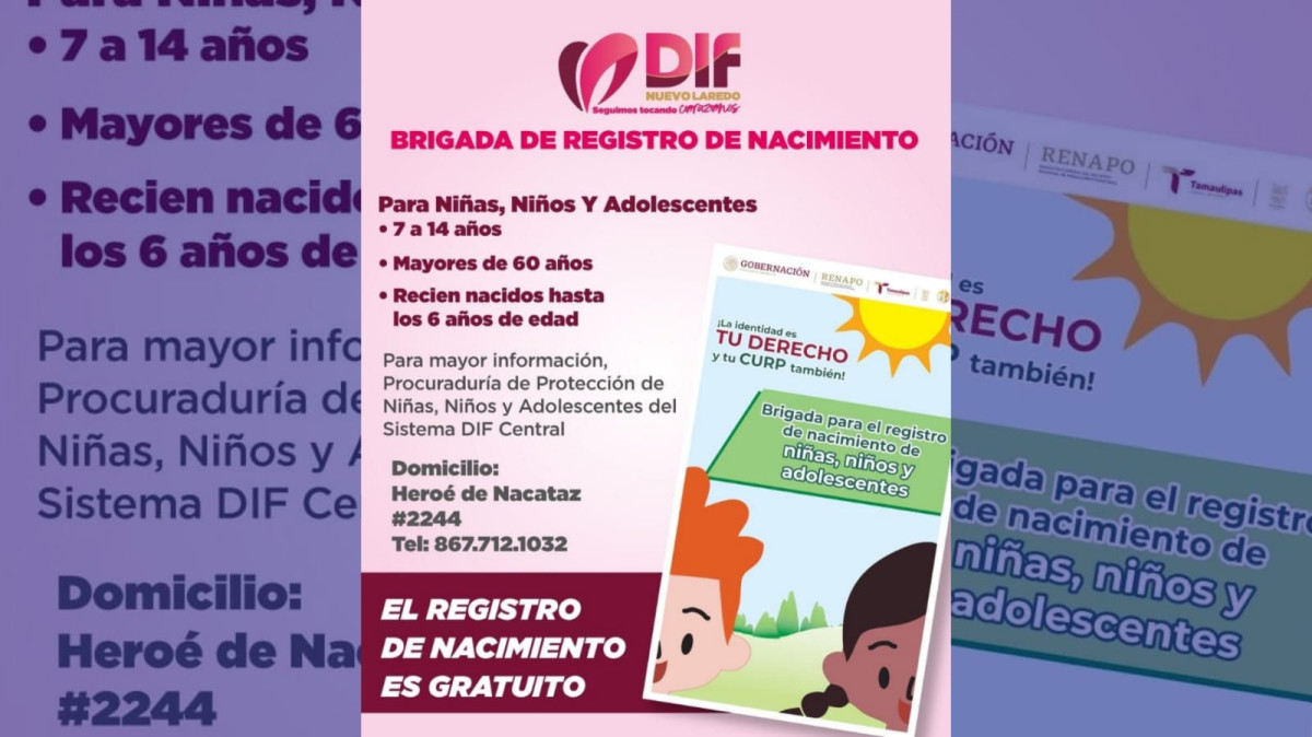DIF Nuevo Laredo ofrece asesorías para la brigada de registro de nacimiento