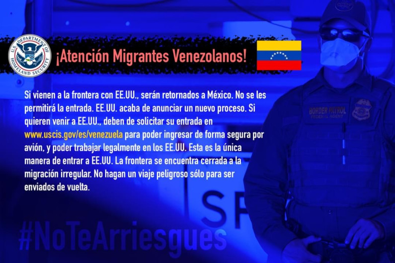 Gobierno estadounidense emite mensaje para migrantes venezolanos 