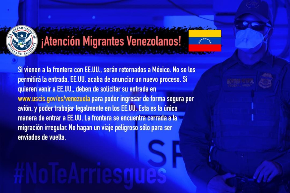 Gobierno estadounidense emite mensaje para migrantes venezolanos 