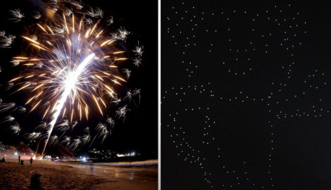 Reemplazan los fuegos artificiales por drones en EE.UU.