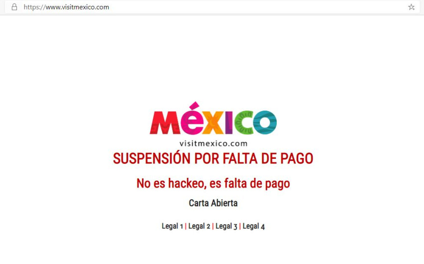 Continúa inactiva página web de Visit México 