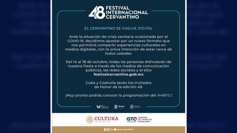 Festival Internacional Cervantino se celebrará digitalmente