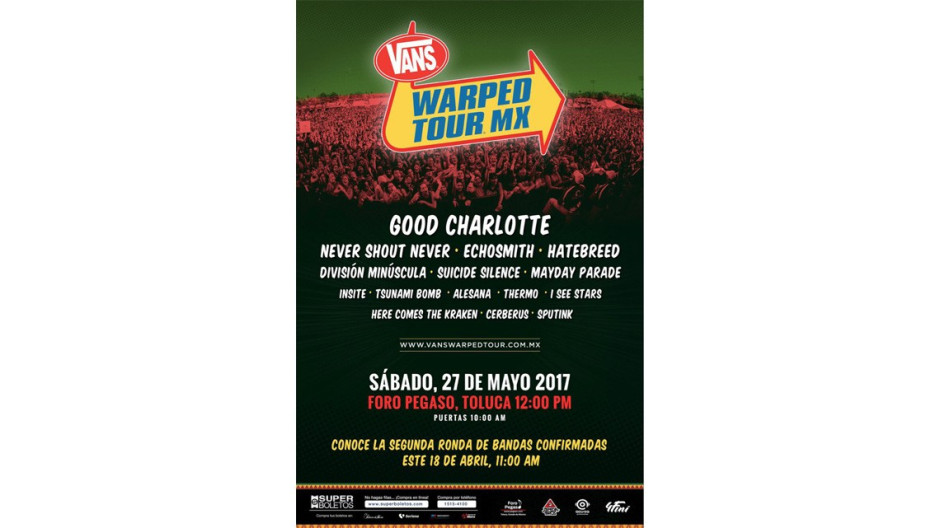 Primera edición del Warped Tour MX encabezada por Good Charlotte