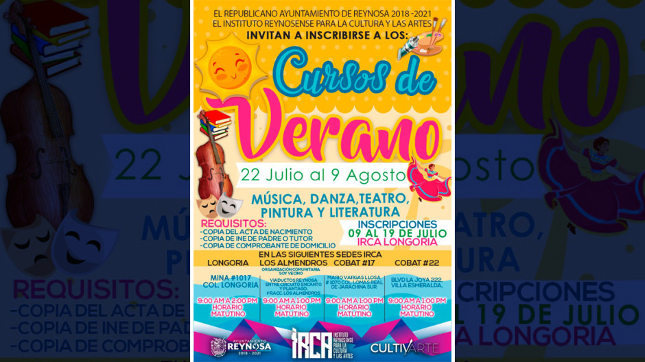 Ofrece Gobierno de Reynosa Cursos gratuitos de Arte y Cultura en verano