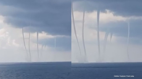 ¡Increíble! Captan 6 trombas marinas al mismo tiempo en Golfo de México