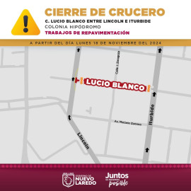 Cerrarán vialidad por trabajos de repavimentación en Nuevo Laredo