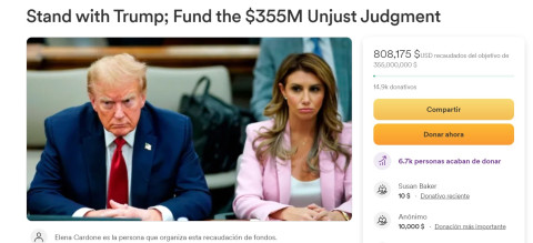 Crean GoFoundMe para apoyar a Trump a pagar multa millonaria por fraude