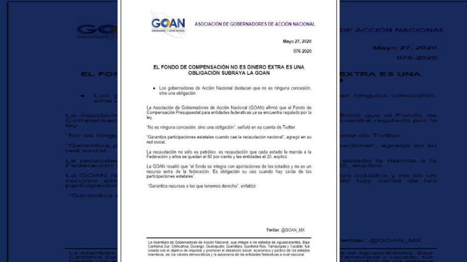 Fondo de compensación no es dinero extra es una obligación: GOAN