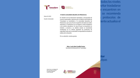 Suspenden clases en Matamoros por situaciones de riesgo, informa SET