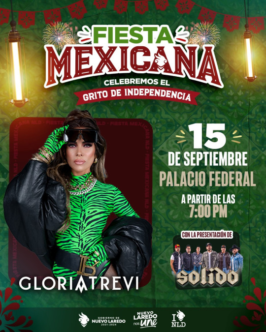 Invita Gobierno Municipal a ceremonia del grito de independencia y concierto de Gloria Trevi