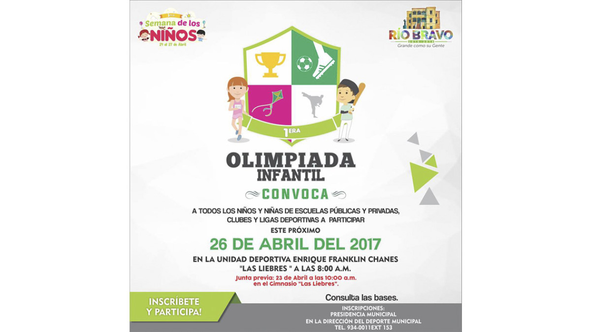 Realizarán Primera Olimpiada Infantil