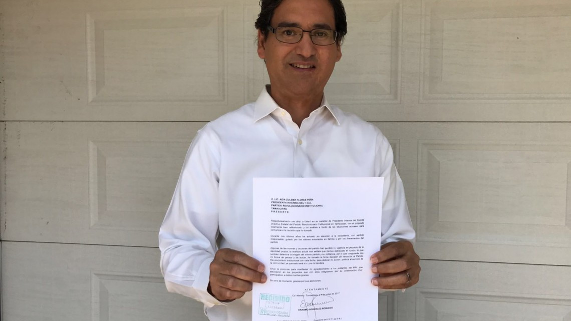 Erasmo González Robledo renuncia a la militancia del PRI
