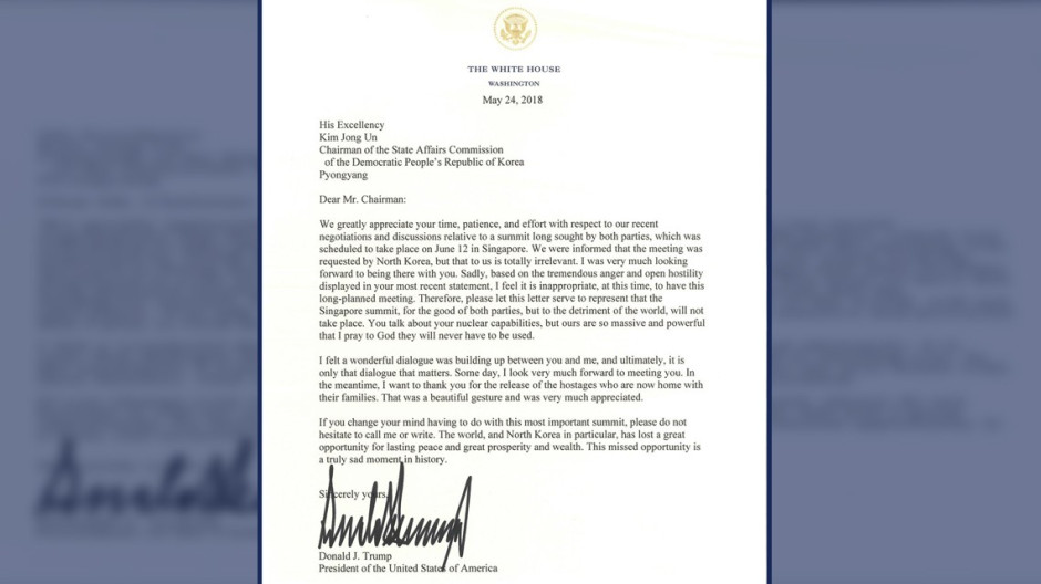 Trump cancela su reunión con Kim Jong-un