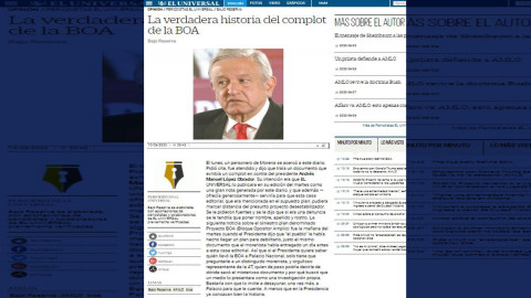 Asegura El Universal que proyecto BOA llegó primero al diario 