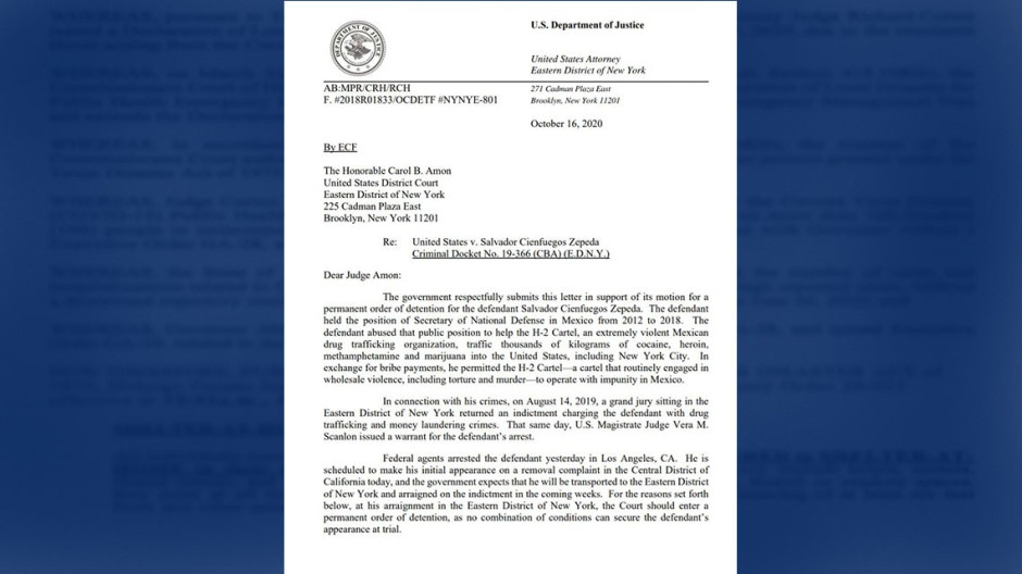 Dictan cargos contra Salvador Cienfuegos 