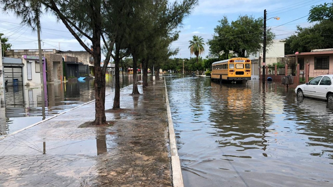 Lluvia inunda zonas bajas de Matamoros 