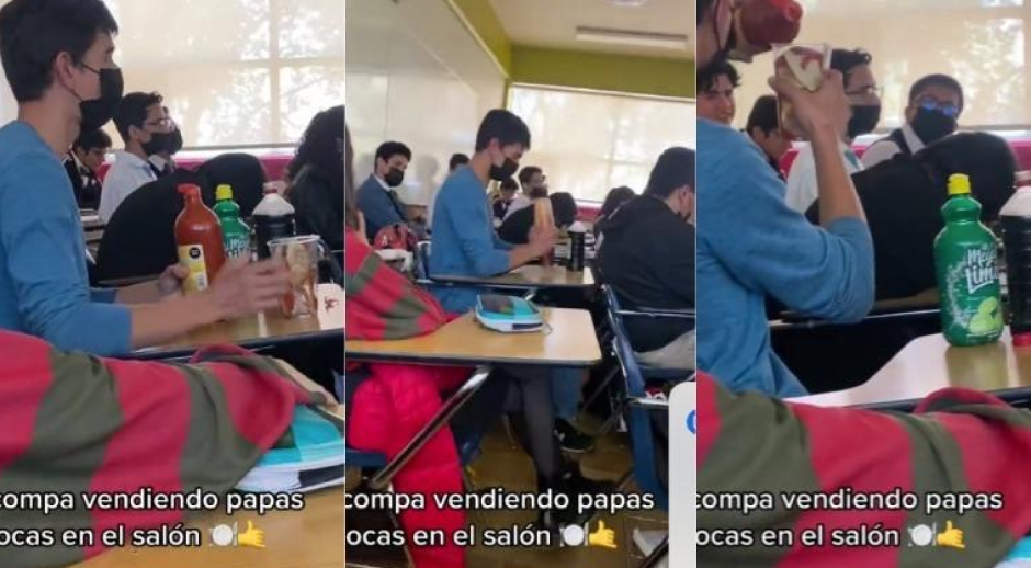 Estudiante prepara y vende 'papas locas' en salón de clases