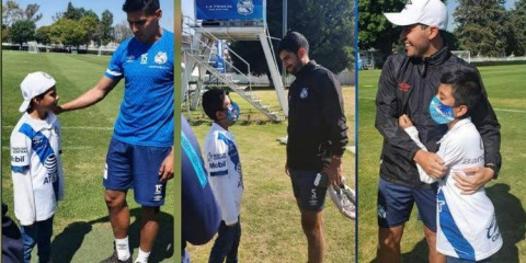 El Puebla cumple sueño de niño que lloró con chilena de Memo Martínez 
