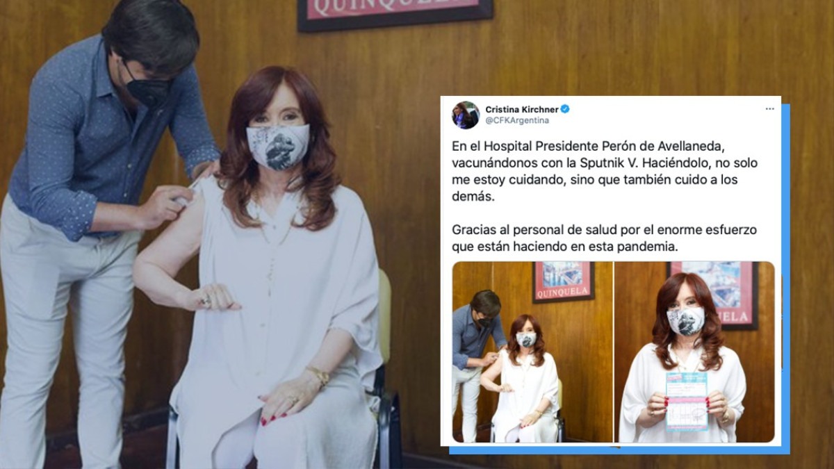 Cristina Férnandez recibe primera dosis de vacuna Sputnik V
