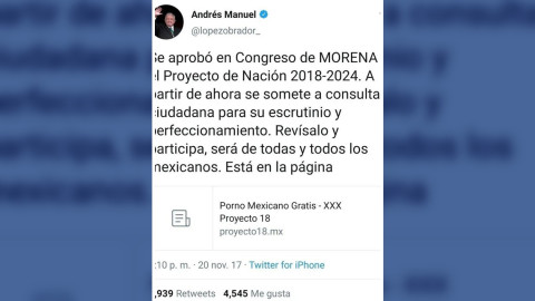 Morena comete terrible fail y postea enlace a página de adultos