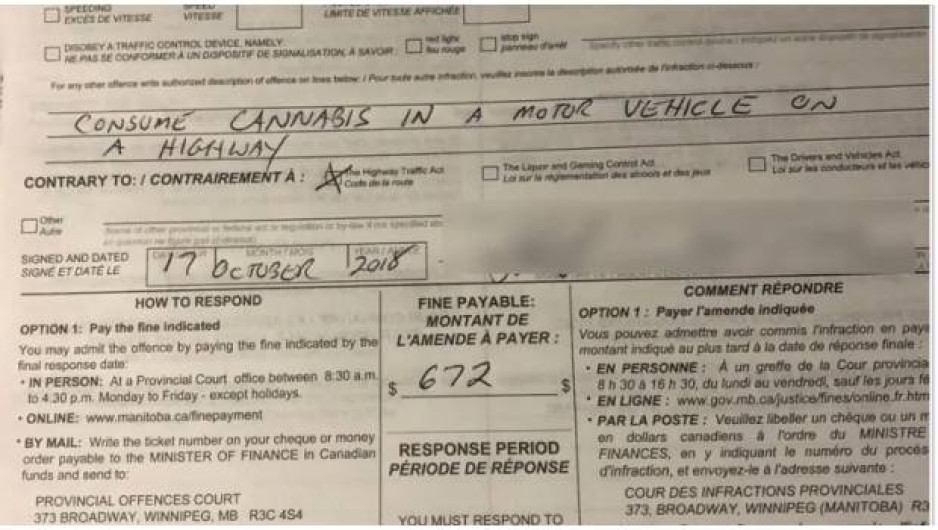 Reportan primera multa por conducir bajo el influjo de la mariguana en Canadá