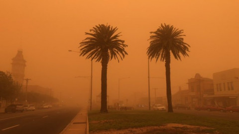 Ciudad australiana que se vuelve naranja por una tormenta de arena