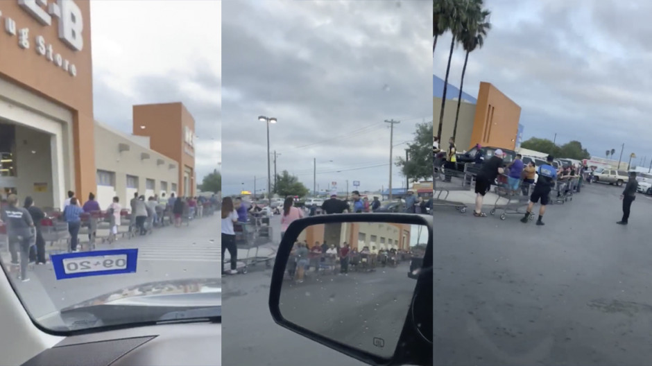 Se registran largas filas en centro comercial de Laredo, Texas