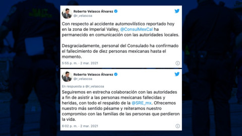 Murieron 10 mexicanos por accidente automovilístico en California: SRE