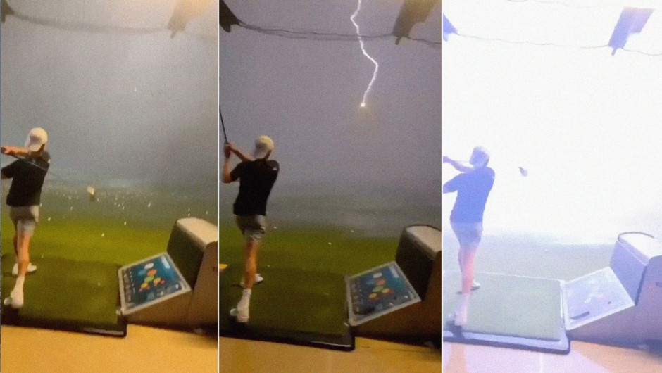 Bola de golf es impactada por un rayo justo después de ser golpeada