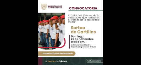 Convocan a conscriptos de Clase 2005 y remisos, a sorteo del Servicio Militar Nacional a realizarse el 26 de Noviembre