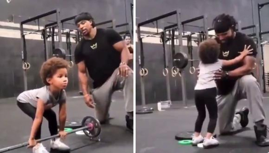 Padre anima a su hija en el gimnasio