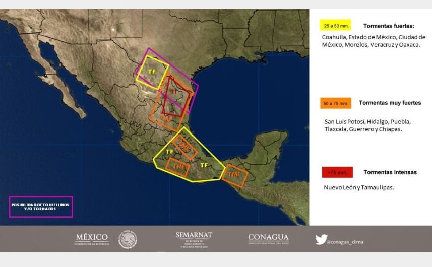 Alerta Protección Civil por probabilidad de lluvias intensas y fuertes vientos