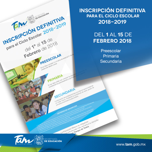 Invitan a las inscripciones definitivas para el ciclo escolar 2018-2019