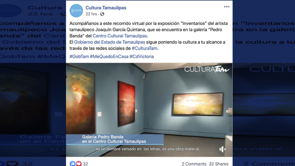 Promueve Cultura Tamaulipas espacios, artistas y talleres en línea