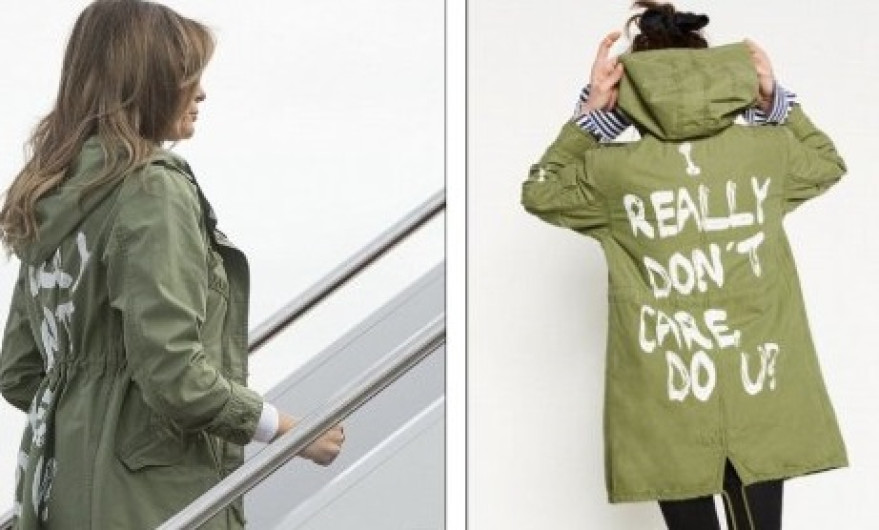 Melania usa una chamarra con el mensaje " Realmente no me importa", en su visita a los albergues