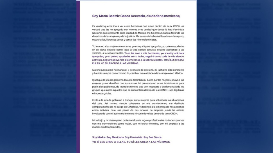 Responde Gasca Acevedo a acusaciones de Sheinbaum sobre financiamiento de toma de la CNDH 